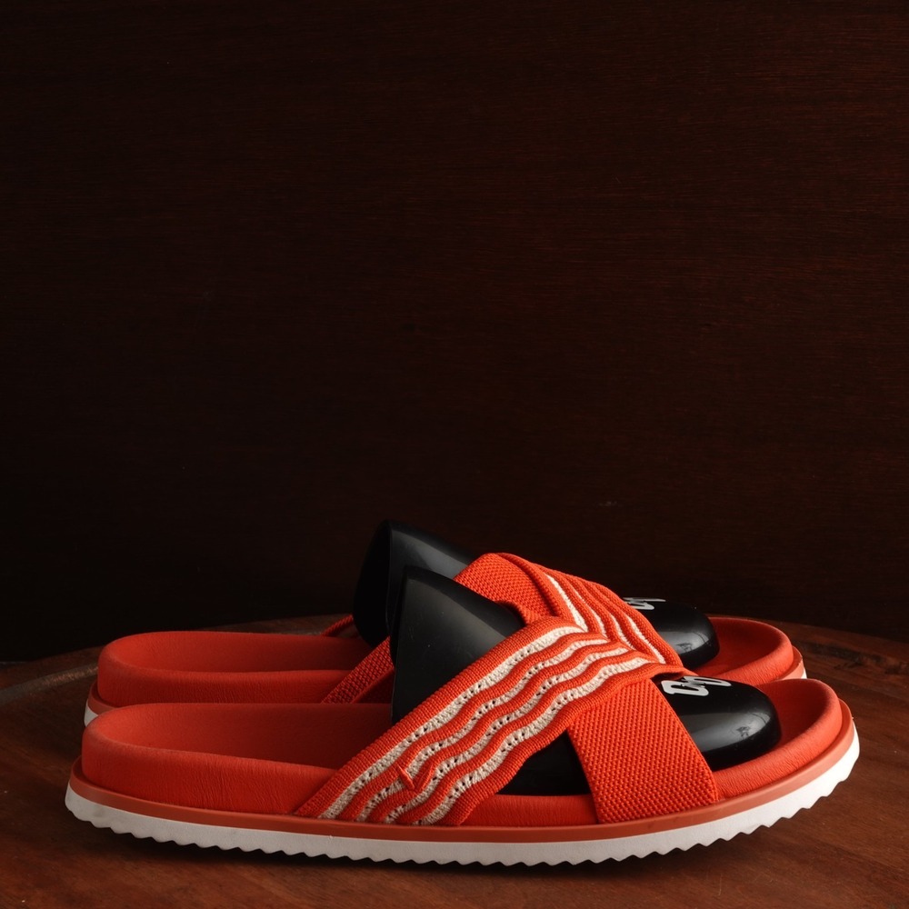 Vivaia Sandals Women SZ 10-10.5 Orange Naina Double Straps Slide Comfort Coastal